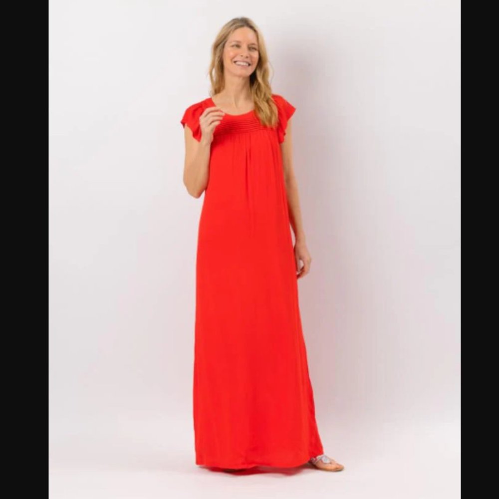 NWT Sail to Sable Poppy Red Flutter Sleeve Maxi Dress